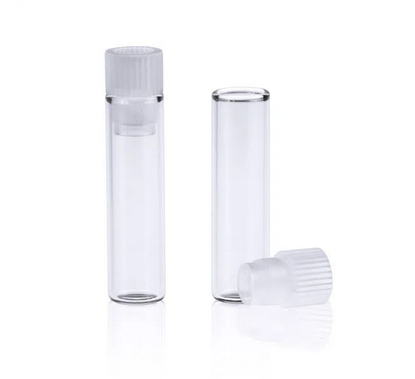 Rose 1mL 8x40mm Flat Base Clear Glass Shell Vial with Plug. 200pcs/pk.