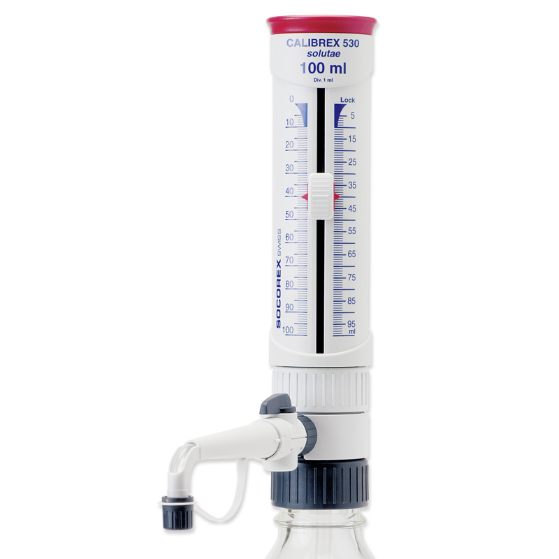 Socorex Bottle Top Dispenser, Calibrex 530, Autoclavable, 0.1 to 1 mL, 0.02 mL Division