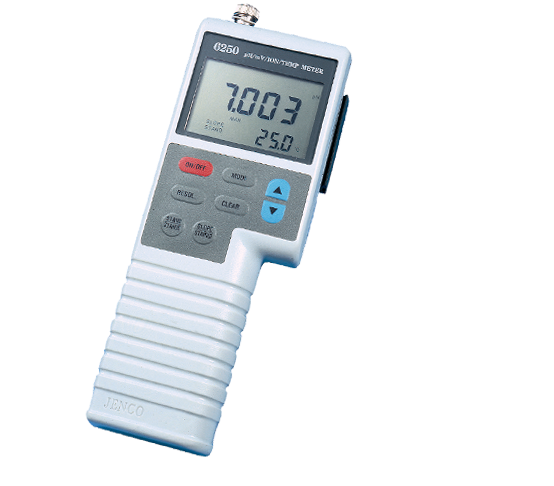 Jenco Handheld pH Meter Kit, Includes 6250 pH/Mv/Ion/Temp Meter W/ RS-232 Computer Interface, 6000P 3-In-1 pH/ATC Probe, 4-Pin Connector, Max Temp. 60 Deg.C, 6005C Extension Cable, 4-Pin To BNC & 8-Pin Din,