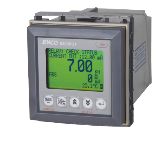 Jenco Dual Parameter Analyzer, Graphic Display, 5-Relays, Ip-65 Case, RS-486 (pH, ORP, Temperature, 4-20 mA, 1/4-Din Panel Mount)