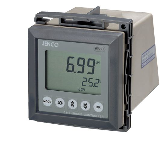 Jenco Single Parameter pH Or ORP, 4-Relays & 1 Wast Relay, IP-65 Case, RS-485 (pH, ORP, Temperature, 4-20 mA, 1/4-Din Panel Mount)