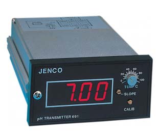 Jenco Transmitter, Manual ATC (PT-100), LED Display (pH, 4-20 mA Output, 1/8-Din Panel Mount)