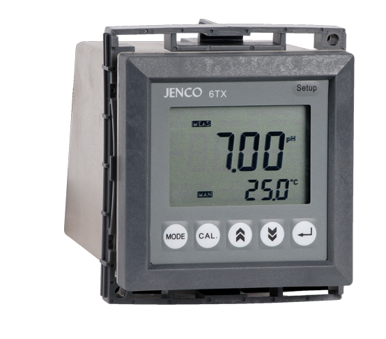 Jenco 2-Weire pH Transmitter/Controller, DC, LCD Display, IP-65 Case (pH, 4-20 mA, 1/4-Din Panel Mount)
