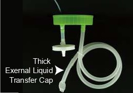 NEST Inverted Liquid Transfer Cap System for 2L Erlenmeyer Flasks, Thick Outlet Pipe, Green, Pipe Diameter :¼" ID, 7/16"OD, Sterile, 1/pk, 4/Box