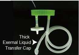 NEST Inverted Liquid Transfer Cap System for 3L Wide-Mouth Erlenmeyer Flasks, Thick Outlet Pipe, Green, Pipe Diameter :¼" ID, 7/16"OD, Sterile, 1/pk, 4/Box