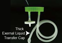NEST Inverted Liquid Transfer Cap System for 3L Erlenmeyer Flasks, Thick Outlet Pipe, Green, Pipe Diameter :¼" ID, 7/16"OD, Sterile, 1/pk, 4/Box