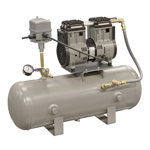 WELCH 10 Gal Tank mounted WOB-L, 115V, 7.1 CFM, 60 Torr, 27.6" Hg