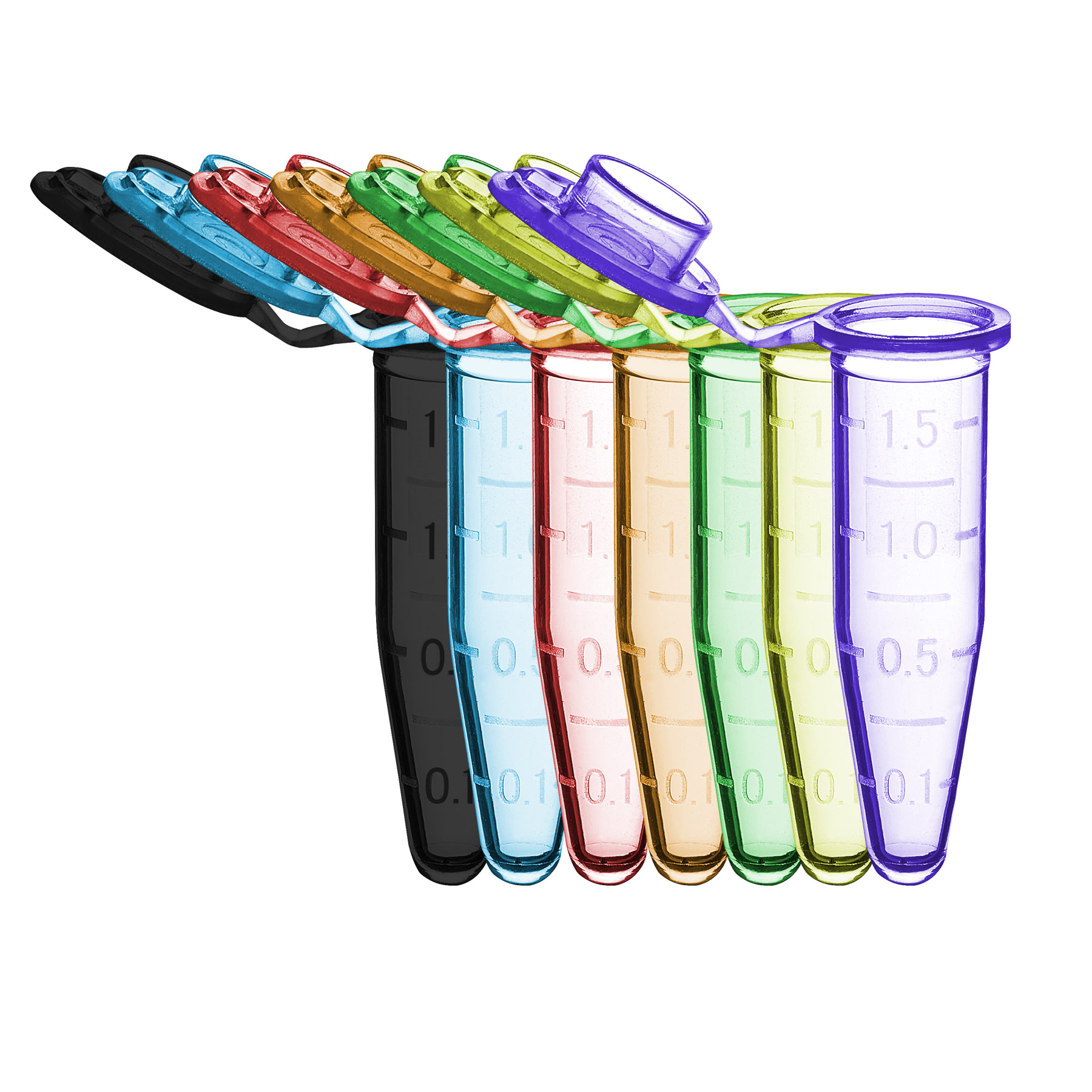 Rose Microtube w/ cap, 0.5mL, Assorted (B, R, G, P, Y), Sterile, w/ Self-Standing Bag, 500/pk