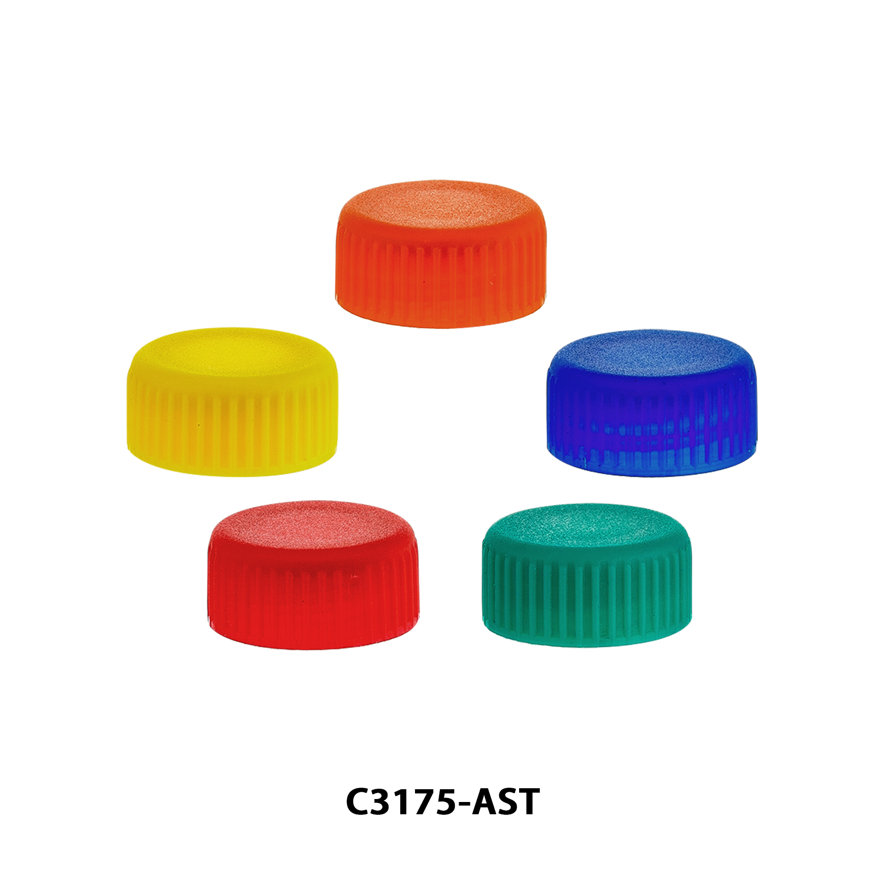 Rose Screw cap for 2.0mL microtube, assorted colors (red, blue, green, yellow, orange), non-Sterile, w/ installed O-ring, 1000/bag