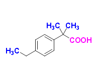 2-(4-ethylphenyl)-2-methylpropanoic acid, CAS # 1247119-83-0, C12H16O2, MW192.25, 98%