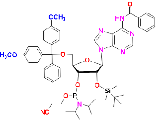 Dmt-2&apos;o-tbdms-ra(bz) phosphoramidite, CAS # 104992-55-4, MF: C53H66N7O8PSi, MW: 988.19, 98%