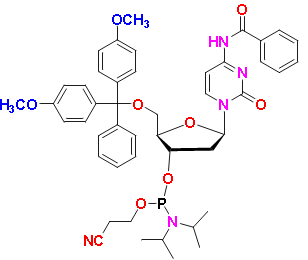 DMT-dC(bz) Phosphoramidite, CAS # 102212-98-6, MF: C46H52N5O8P, MW: 833.91, 98%