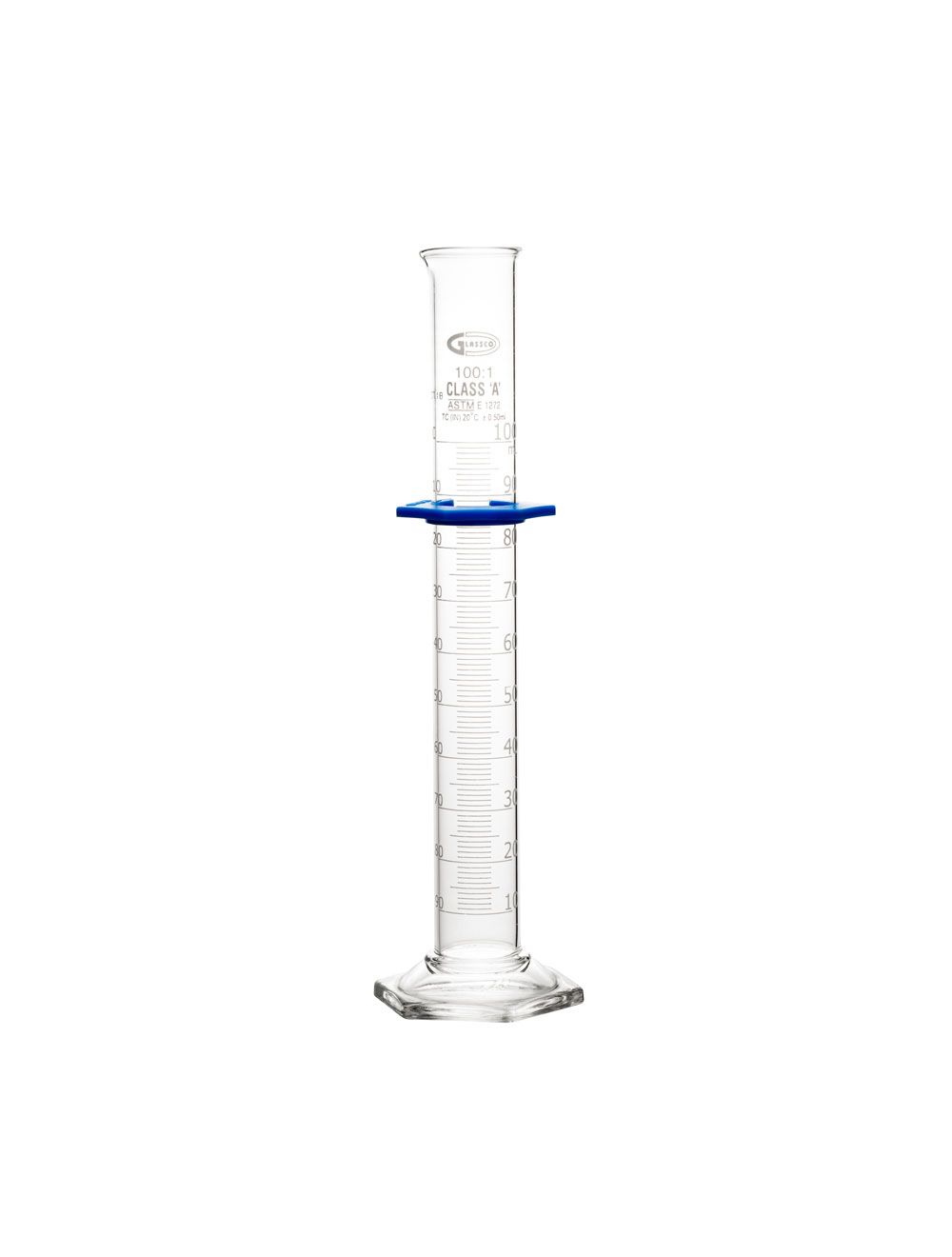 UNITED SCIENTIFIC Class A Graduated Cylinder, ASTM E-1278, 100 mL with 1.0mL Intervals