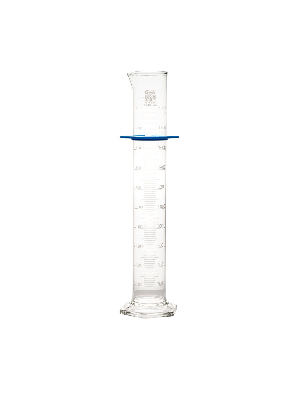 UNITED SCIENTIFIC Class A Graduated Cylinder, ASTM E-1278, 2000 mL with 20mL Intervals, individually Certified