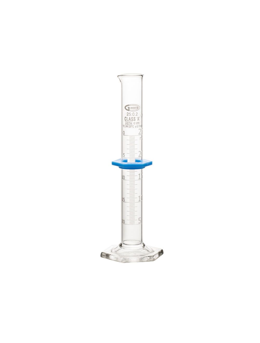 UNITED SCIENTIFIC Class A Graduated Cylinder, ASTM E-1278, 25 ml with 0.5ml Intervals