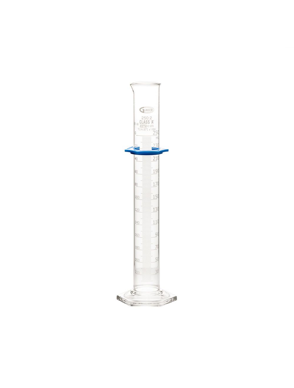 UNITED SCIENTIFIC Class A Graduated Cylinder, ASTM E-1278, 250 mL with 2.0mL Intervals