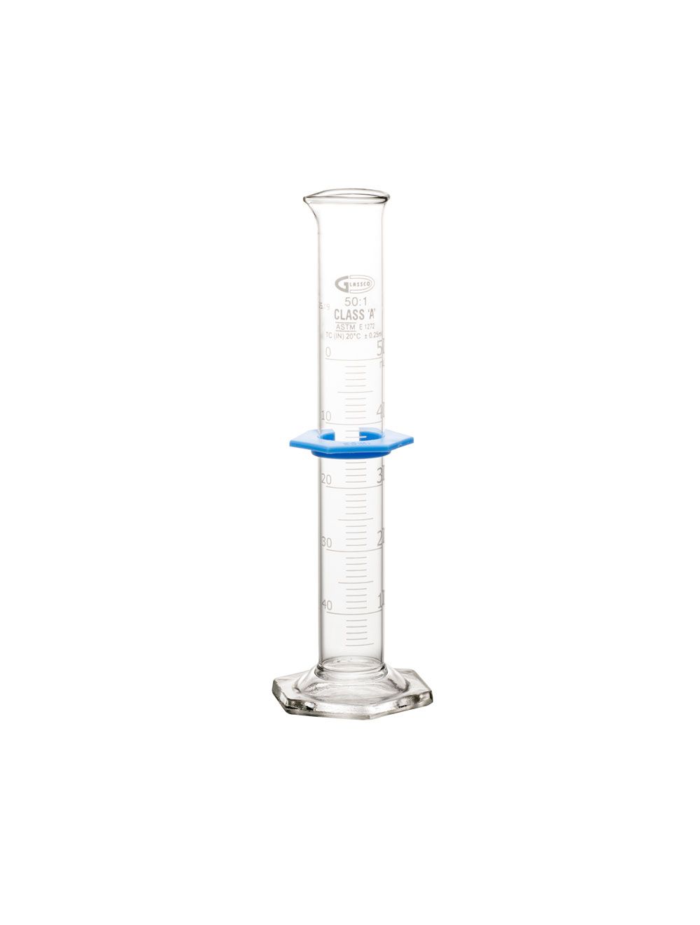UNITED SCIENTIFIC Class A Graduated Cylinder, ASTM E-1278, 50mL with 1.0mL Intervals