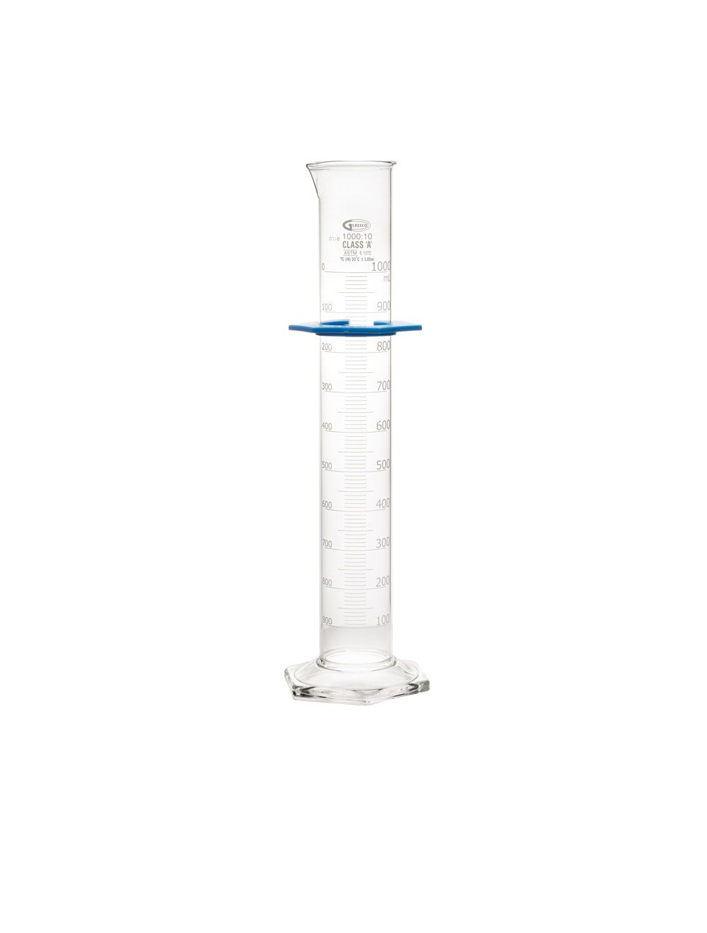 UNITED SCIENTIFIC Class A Graduated Cylinder, ASTM E-1277, 1000 ml with 10.0ml Intervals