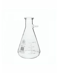 UNITED SCIENTIFIC 1000 mL Borosilicate Filtering Flask with heavy duty rim and tabulation. Each