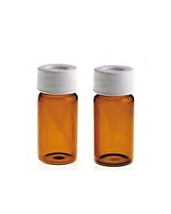Rose 40mL 27.5x95mm Amber Glass EPA/TOC Vial 24-400 White Open Top PP Screw Cap with 22mm Natural PTFE/White Silicone 3.0mm thick Septa (EPA Quality). 72pcs/pk.
