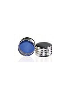 Rose 18mm Silver Color Closed Top Metal Cap with Blue PTFE/White Silicone Septa 1.5mm Thick. 100pcs/pk.