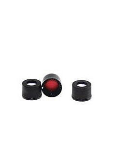 Rose Black 10-425 Open Top Screw Cap with Red PTFE/White Silicone Septa 1mm Thick. 100pcs/pk.