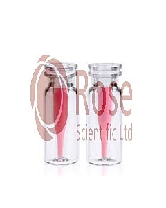 Rose 2mL 11mm Snap Top Clear Vial Bottom with Integrated 0.2mL Glass Micro-Insert. 100pcs/pk.