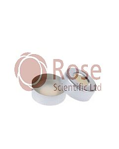 Rose 20mm Open Top Aluminum Crimp Cap (10mm hole) with 20mm Natural PTFE/Natural Silicone Septa 3mm Thick. 100pcs/pk.
