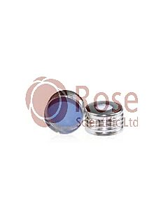 Rose 18mm Silver Color Open Top Metal Cap (8mm hole) with 17.5mm Blue PTFE/White Silicone Septa 1.5mm Thick. 100pcs/pk.