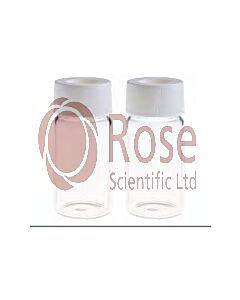 Rose 20mL 27.5x57mm Clear Glass EPA /TOC Vial 24-400 White Open Top PP Screw Cap with 22mm Natural PTFE/White Silicone 3.0mm thick Septa (EPA Quality). 100pcs/pk.