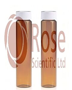 Rose 60mL Amber Glass Vial 24-400 White Open Top PP Screw Cap and Natural PTFE/White Silicone 3mm Thick Septa. Vial + Cap + Septa will be Pre-Assembled Together. 100pcs/pk.
