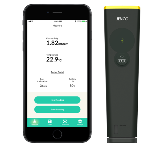 Jenco Bluetooth Conductivity/Salinity/TDS + Temperature Tester (0.00 to 20.00 mS/cm)