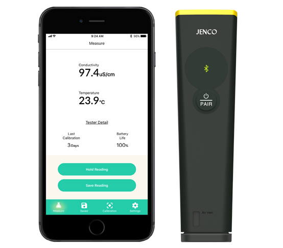 Jenco Bluetooth Conductivity/Salinity/TDS + Temperature tester (0.0 to 100.0 uS/cm)