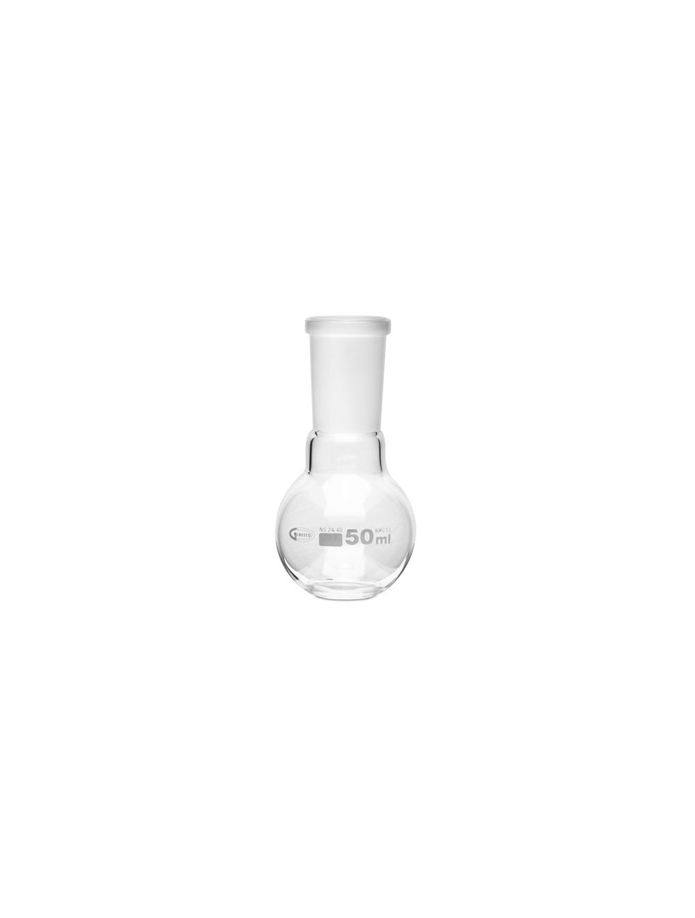 UNITED SCIENTIFIC 50 mL Borosilicate RB Flask with 24/40 Joint