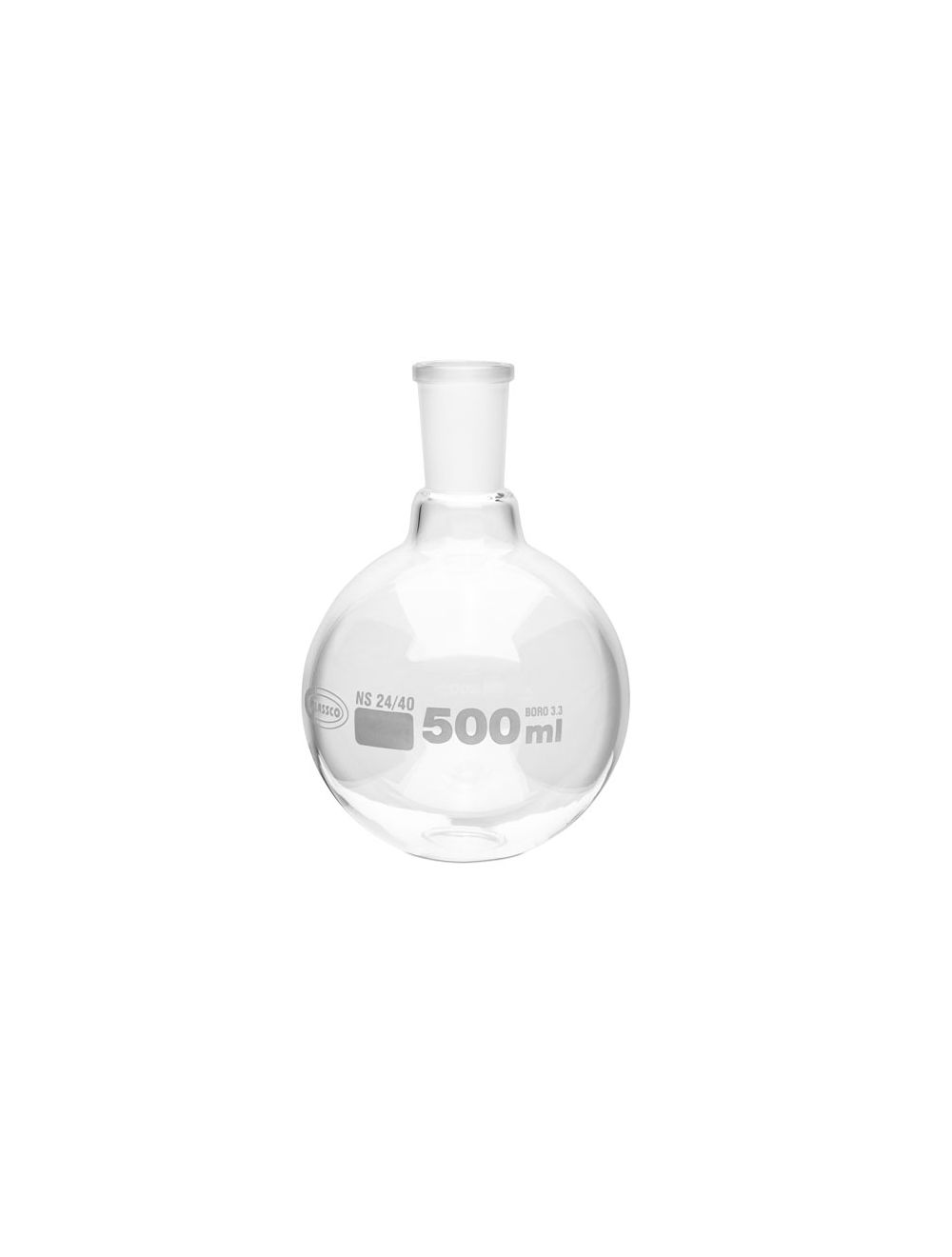 UNITED SCIENTIFIC 500 mL Borosilicate Rb Flask with 24/40 Joint