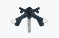 Gyrozen 4-Valve Manifold Extension with four rubber valves on a Stainless Steel bar, 20cm