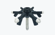 Gyrozen 6-Valve Manifold Extension With Six Rubber Valves on a Stainless Steel Bar, 20cm