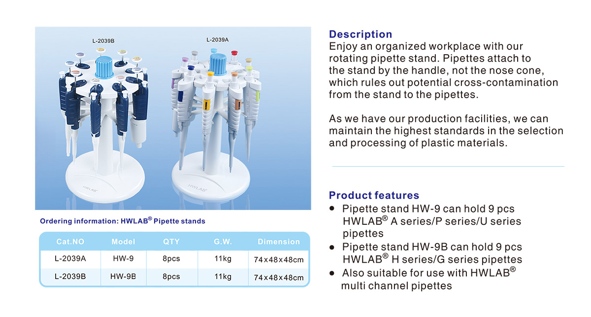 HWLAB Pipette Stand for 9 Pipettes