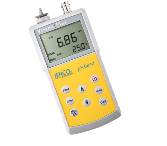Jenco Handheld pH Meter Kit, includes Ph6810n Handheld pH/Mv/Temp Meter, 6810NP 3-In-1 pH/ATC Probe, Laboratory Stype, 3-ft Cable Max Temp. 60 Deg. C, 6007F Carrying Case W/pH4, pH7 Buffer Capsules And Bottles