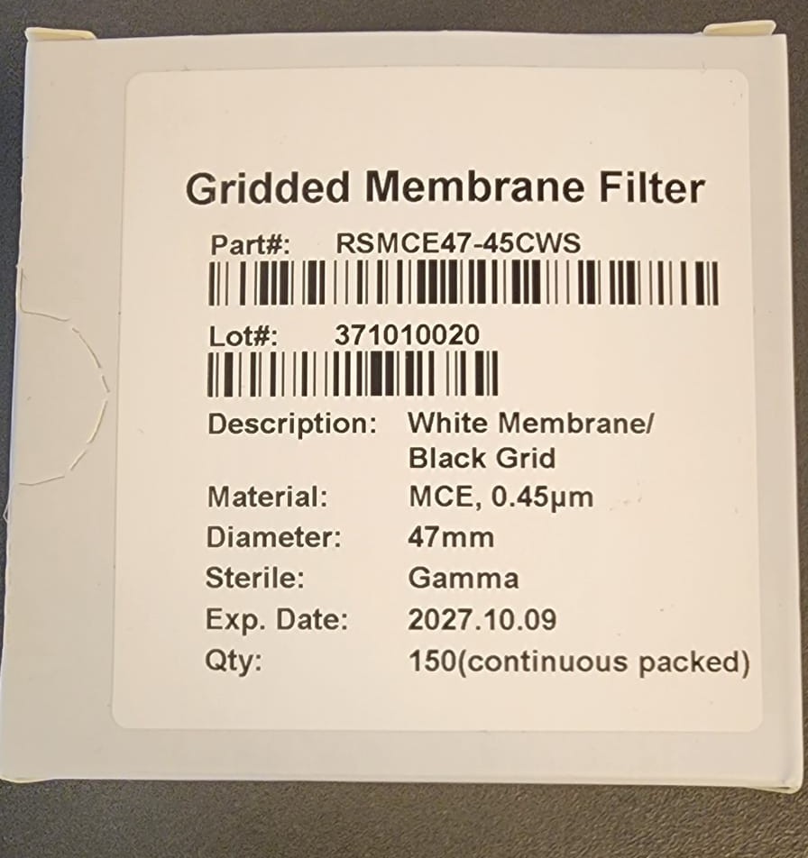 MCE Gridded Membrane Filters, 47mm x 0.45µm.