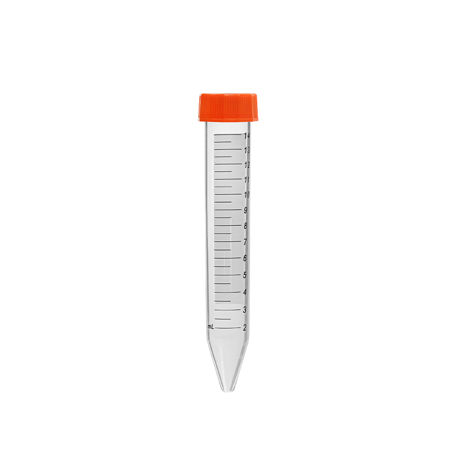 15mL Centrifuge Tube with Orange Seal Screw Cap. Conical Bottom.  Sterile  25 pcs/bag.  20bags / CASE/500