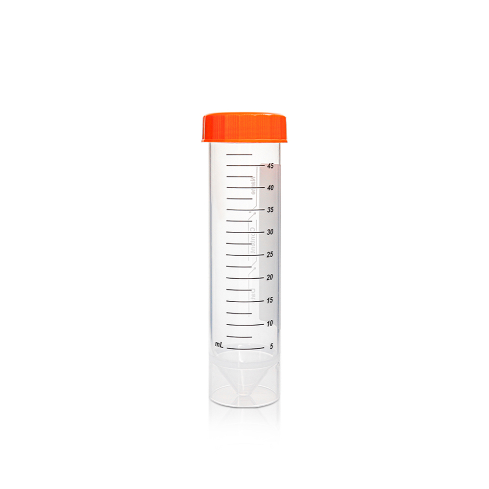 50mL Centrifuge Tube with Orange Seal Screw Cap. Self Standing. Sterile 25 pcs/bag.  20bags/carton