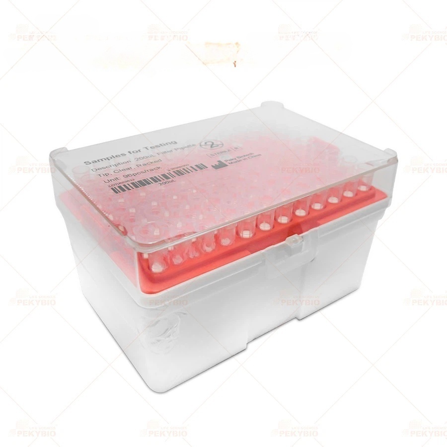 300uL Pipette Tip. Non-filter. Extended. Clear. Racked. Sterile 96 pieces/rack. 960/Box.