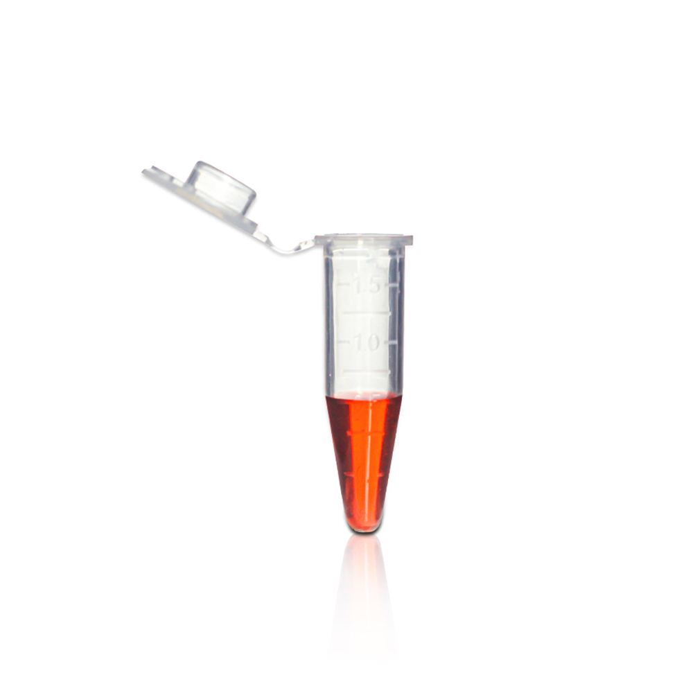 0.5mL Microcentrifuge Tube with Attached Flat Cap. Conical Bottom. Graduated. Clear. Non-Sterile  500 pcs/bag. 