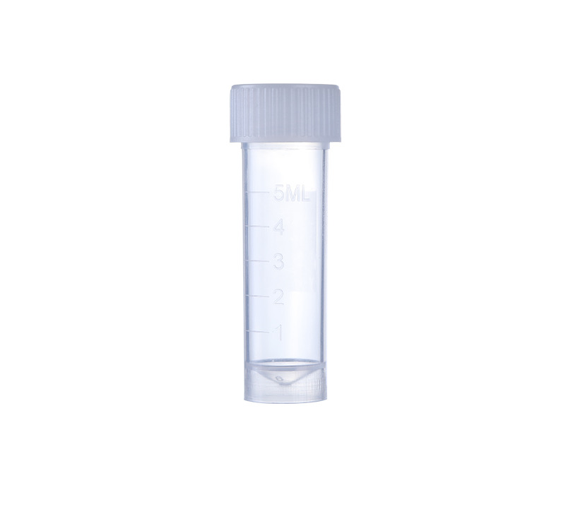 5mL Graduated Transport Tube with Natural Seal Screw Cap. Separate. Conical Bottom. Self Standing. Non-Sterile 200 pcs/bag. 5bags/carton