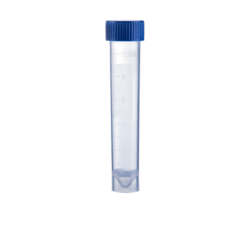 10mL Graduated Transport Tube with Natural Seal Screw Cap. Pre-assembled. Conical Bottom. Self Standing. Non-Sterile 100 pcs/bag. 10bags/carton