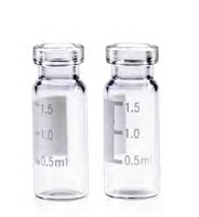 Rose 2mL Clear Glass Flat Base 11mm Crimp Vial Wide Opening with Label. 100pcs/pk.