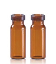Rose 2mL Amber Glass Flat Base 11mm Crimp Vial Wide Opening. 100pcs/pk.