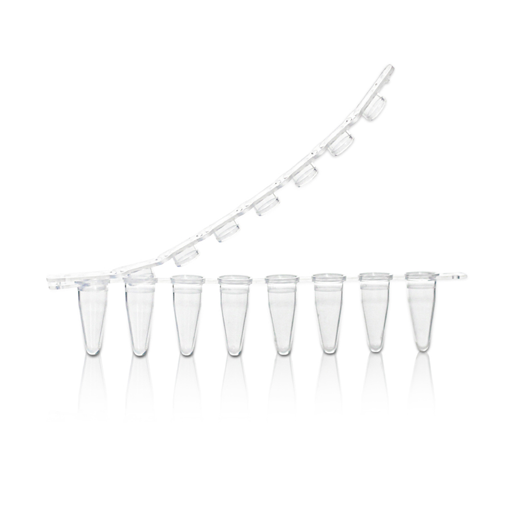 0.5mL Single PCR Tube with Attached Flat Cap. Clear. Non-Sterile 1000 pieces/bag.