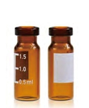 Rose 2mL Amber Glass Flat Base 11mm Crimp Vial Wide Opening with Label. 100pcs/pk.